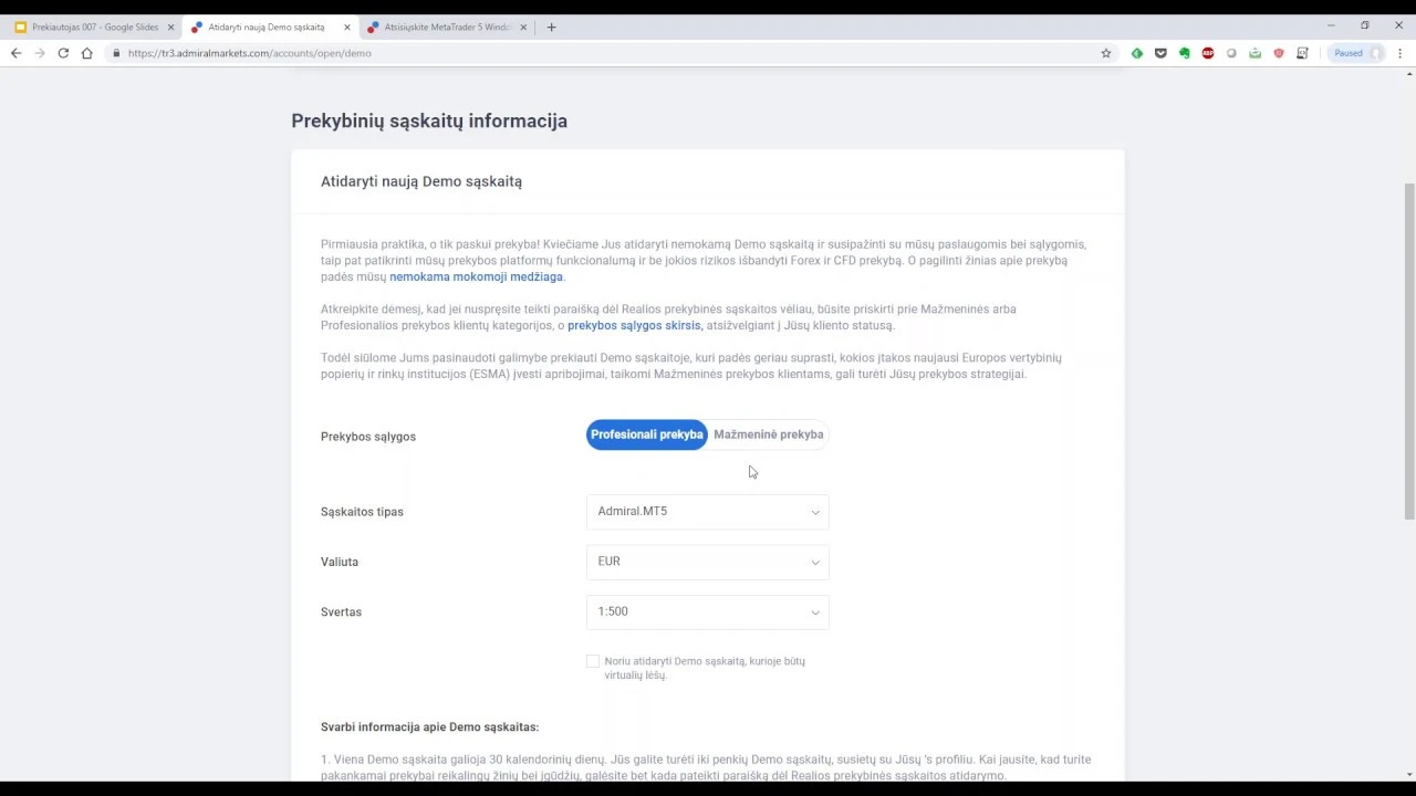 RoboMarkets prekybos sąskaitos